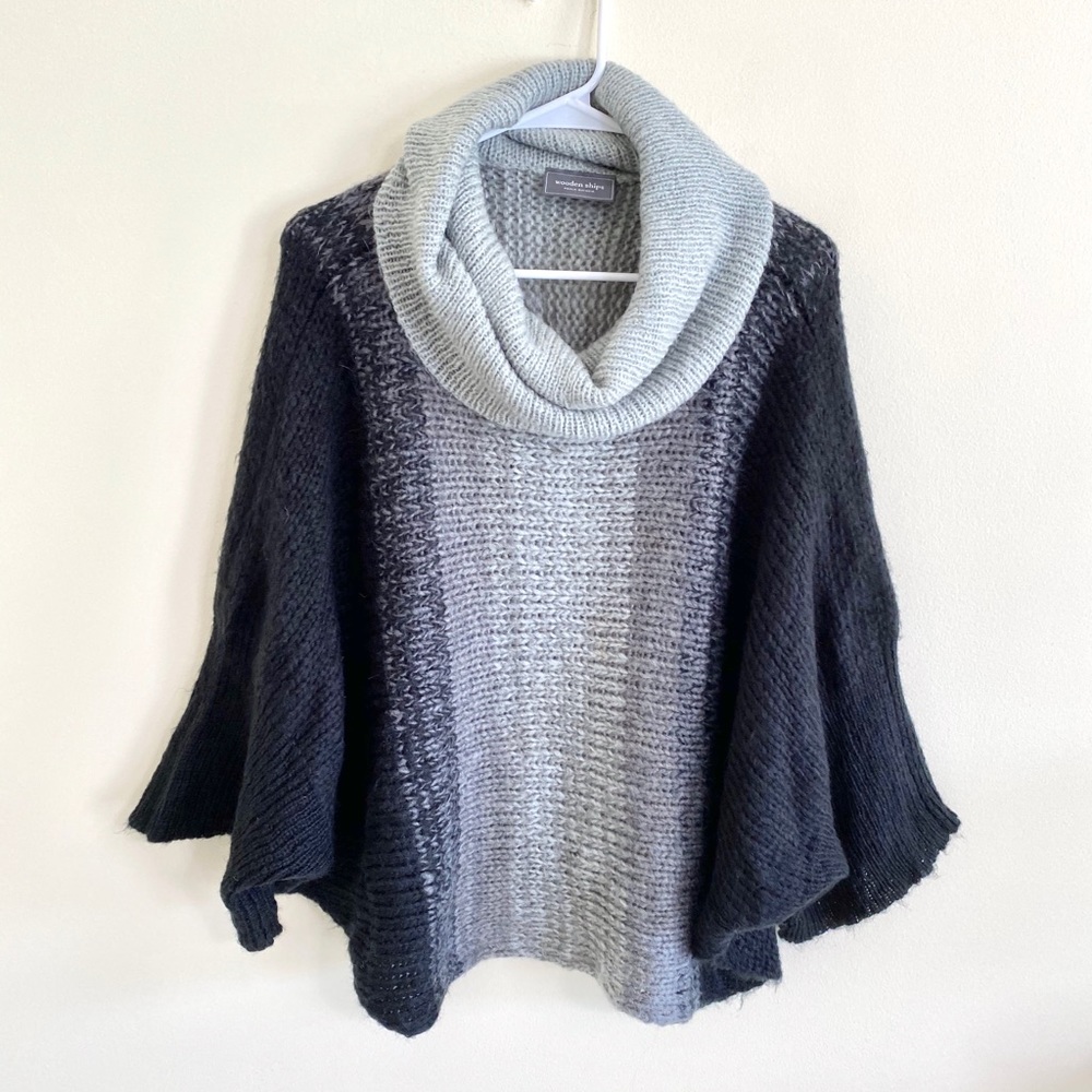 Wooden Ships Gray Black Batwing Sweater Sz S/M